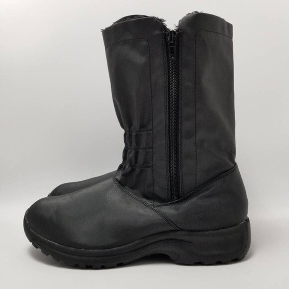 Angel Steps Womens Double Zip Boots Black Round Toe Side Faux Fur Lined Size 10M - Picture 2 of 12
